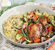 Chicken and mushroom orzo “risotto”