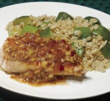 Sweet chili chicken with zucchini barley